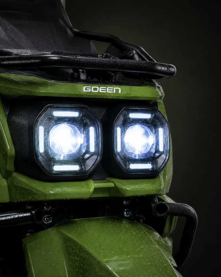 Twin LED headlamp closeup