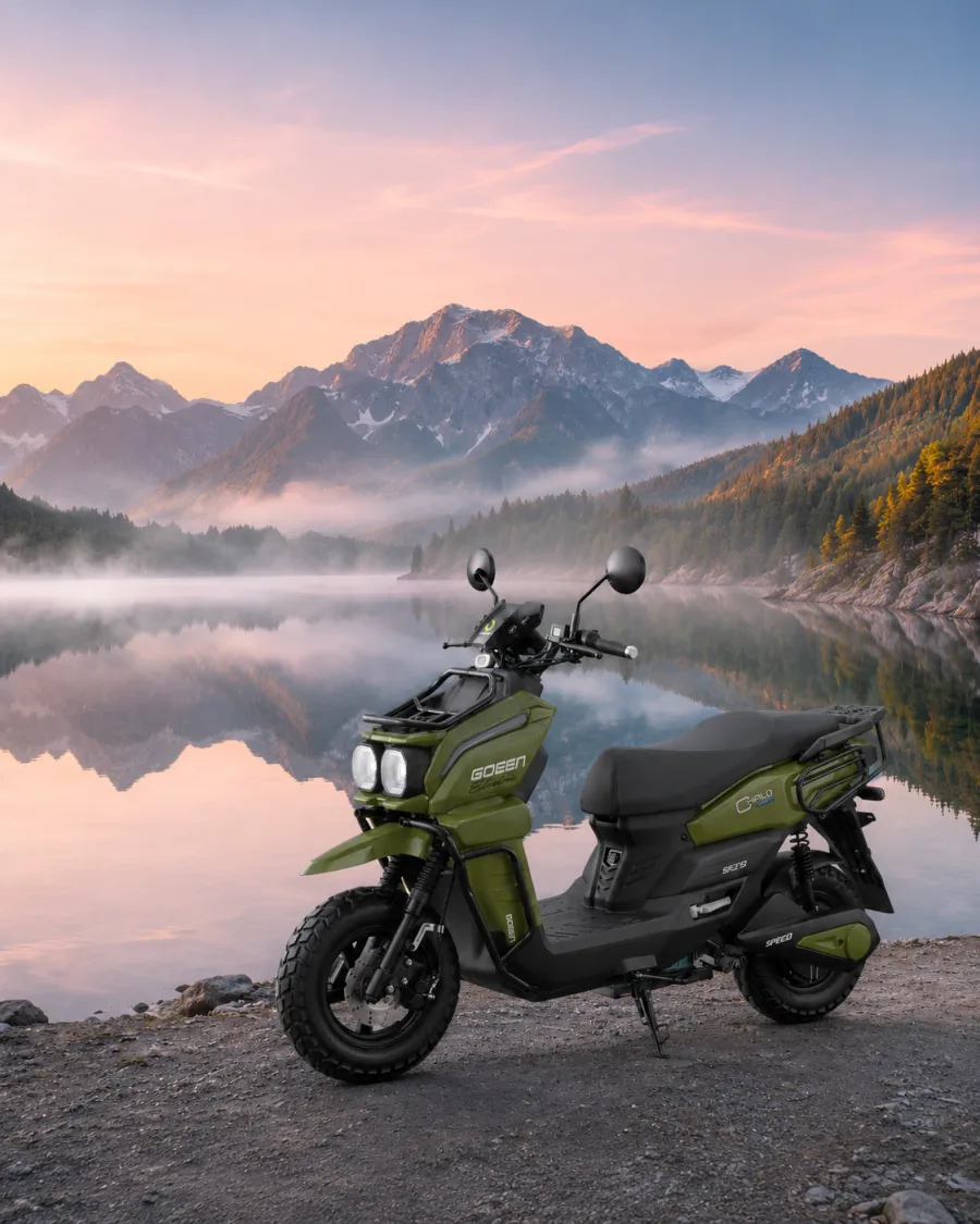 CHALO 1000 V2 beside an alpine lake at dawn