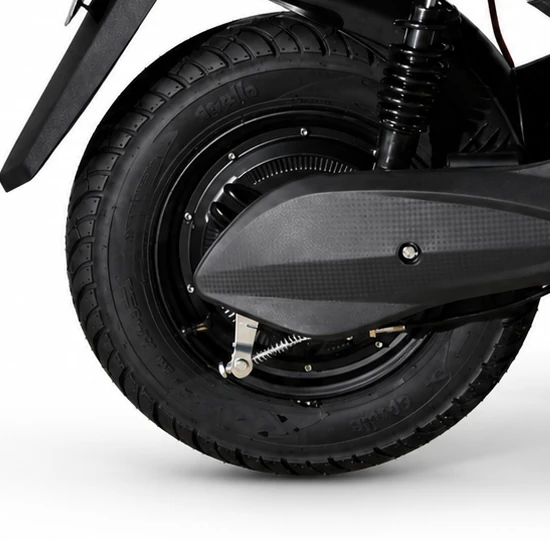 Close-up of the hub motor in the rear wheel